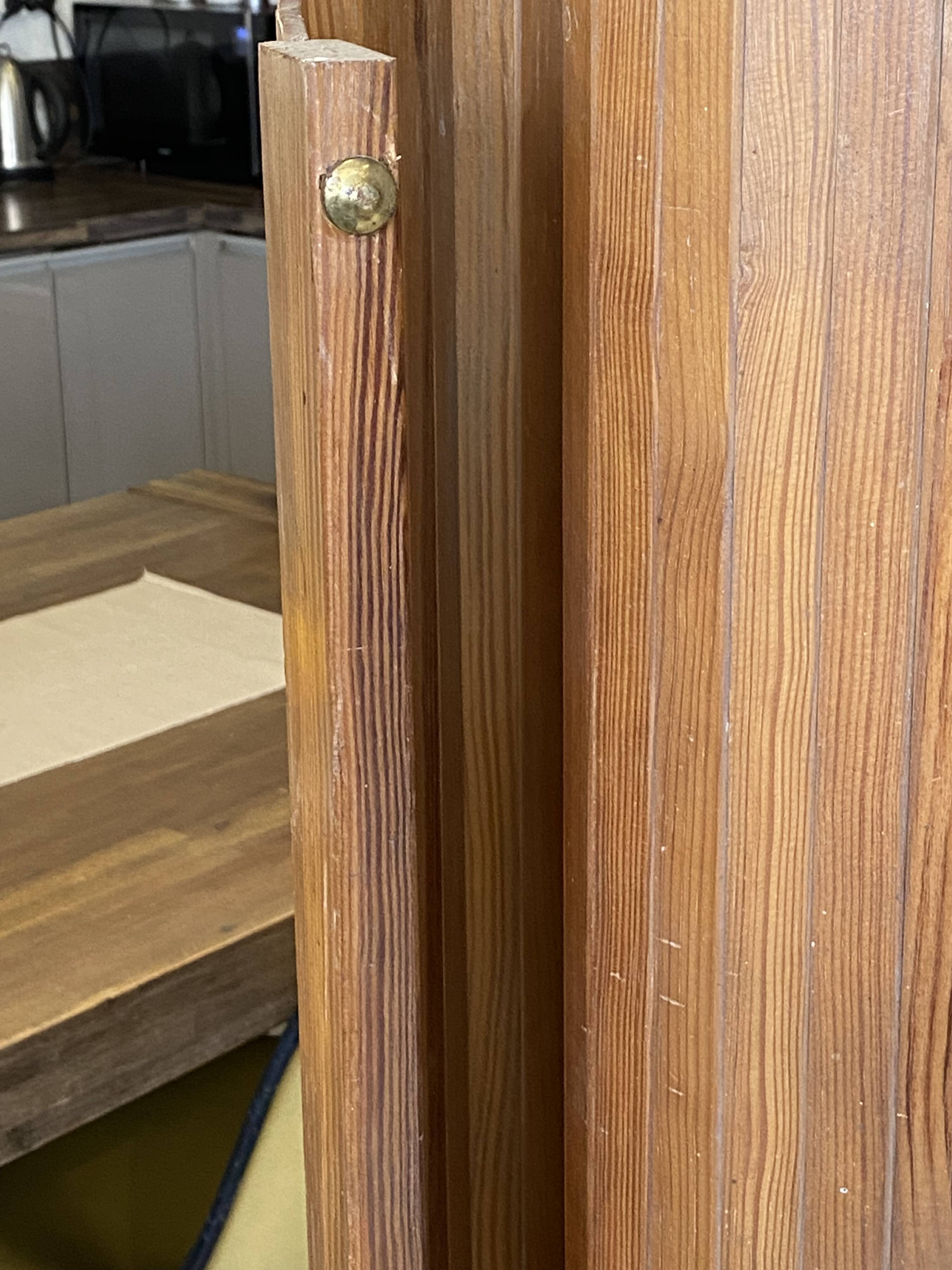 Baumann style wooden free-standing folding screen vintage 1950s