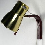 Teak brass wall sconce by hans agne jakobsson, sweden 1960s model v488