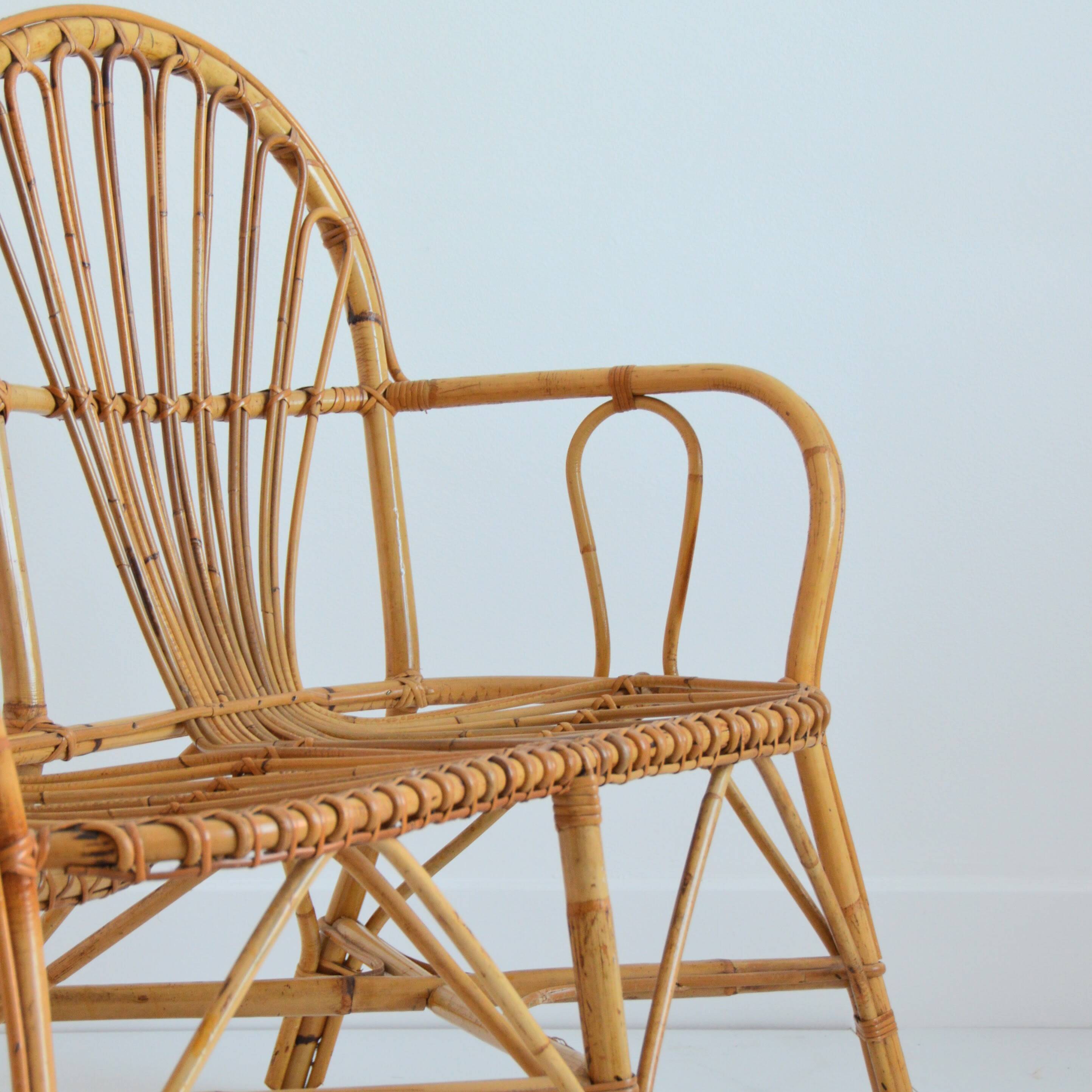 1960s vintage rattan canapé / bench