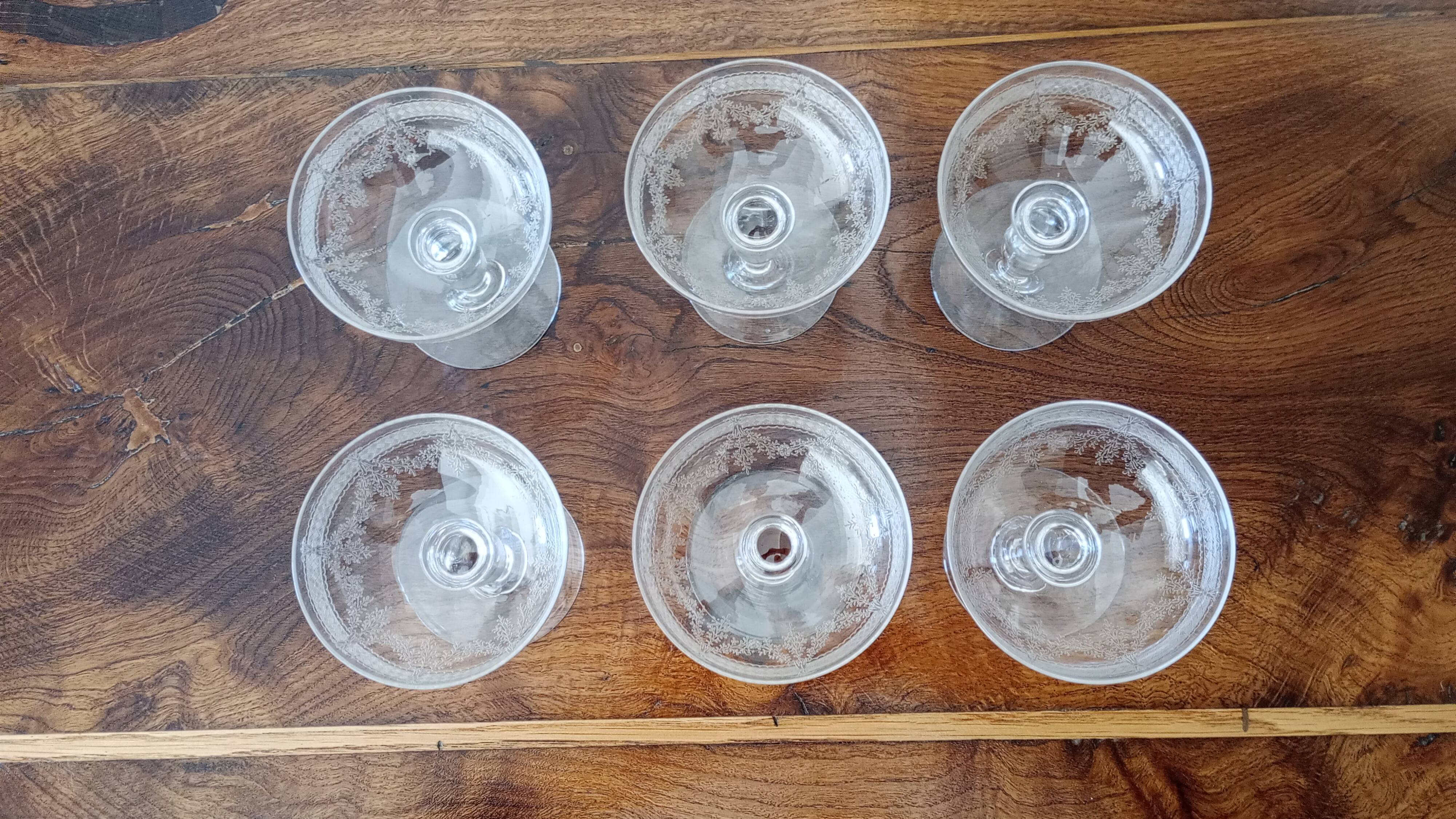 6 Baccarat crystal champagne glasses