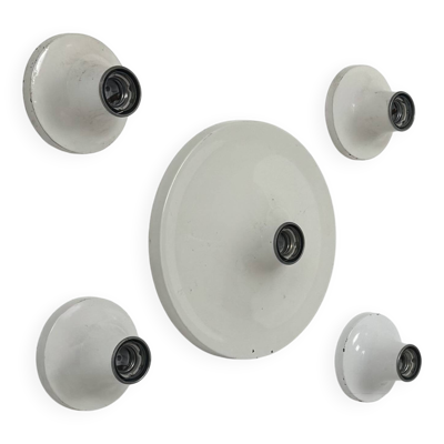 Set de 5 appliques vintage, métal laqué blanc, Allemagne, 1970