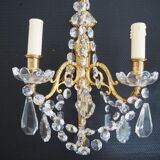 Pair of wall lamps two bronze lights with grapevines and crystal garlands – Louis XV style