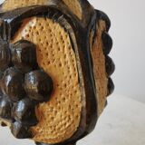 Vintage Hand Carved Wooden Vase: Grapevine Motif, 1970s Yugoslavia