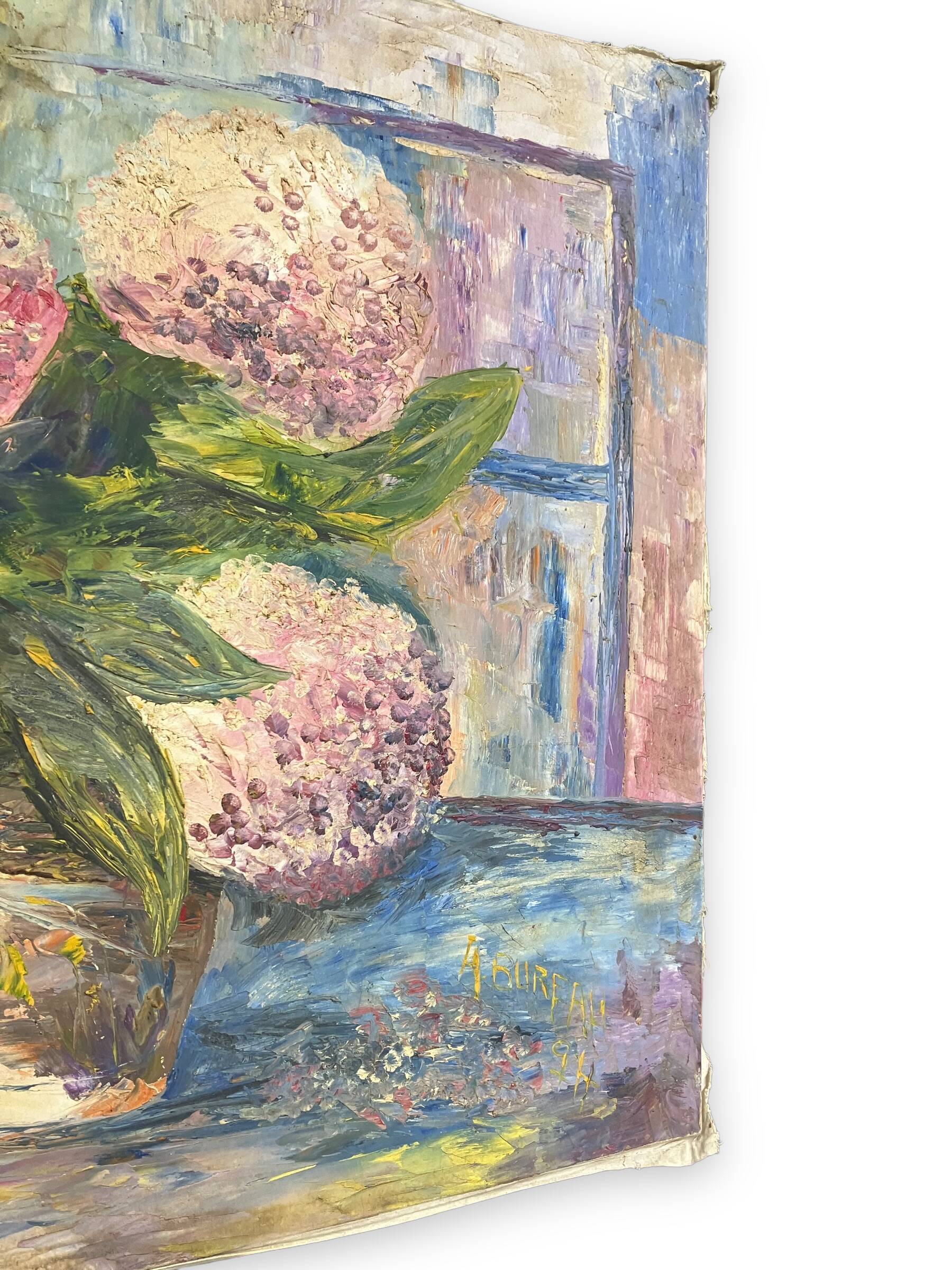 Oil on canvas Still Life with Flowers signed A. Bureau