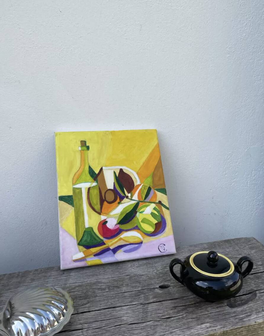 Modern still life, oil on canvas, fruit