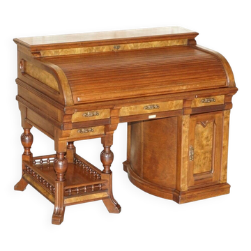 Bureau à tambour Shannon File Co en noyer victorien avec certificat