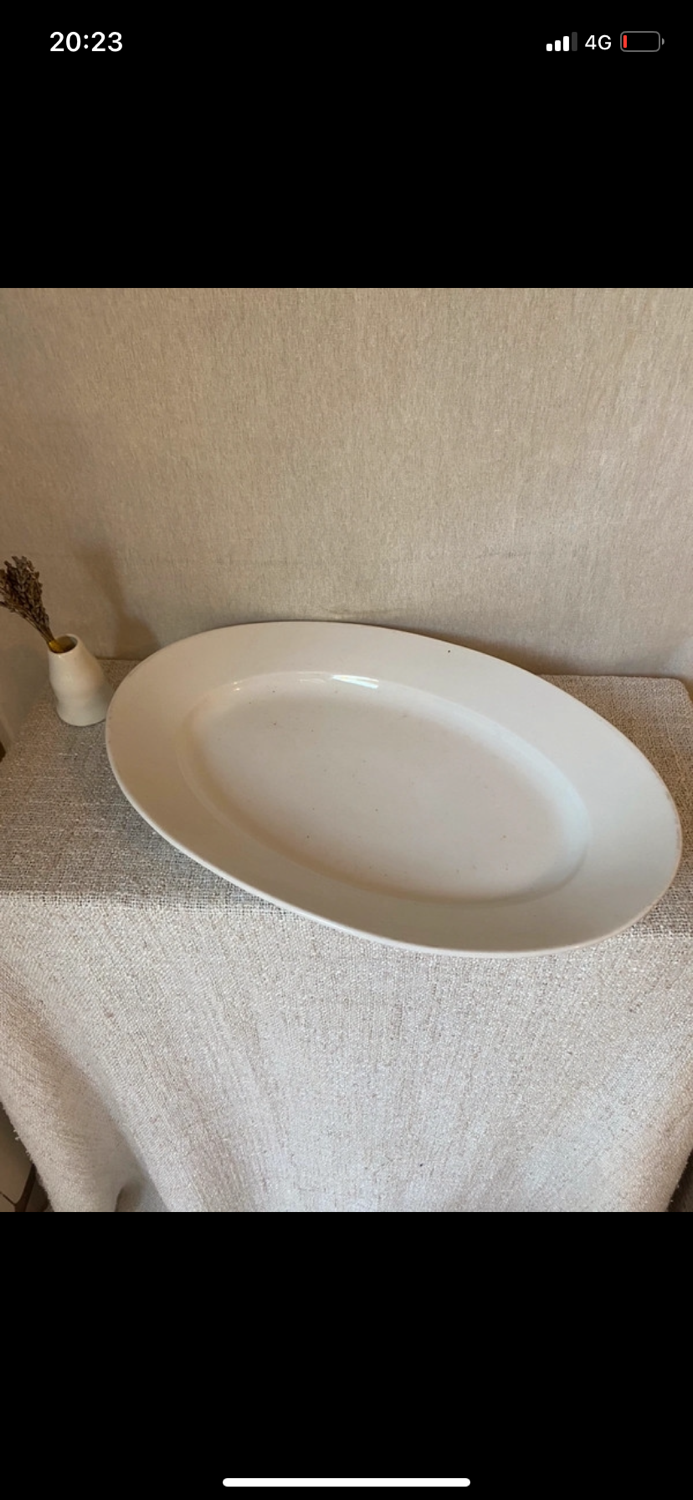 Large oval white earthenware dish