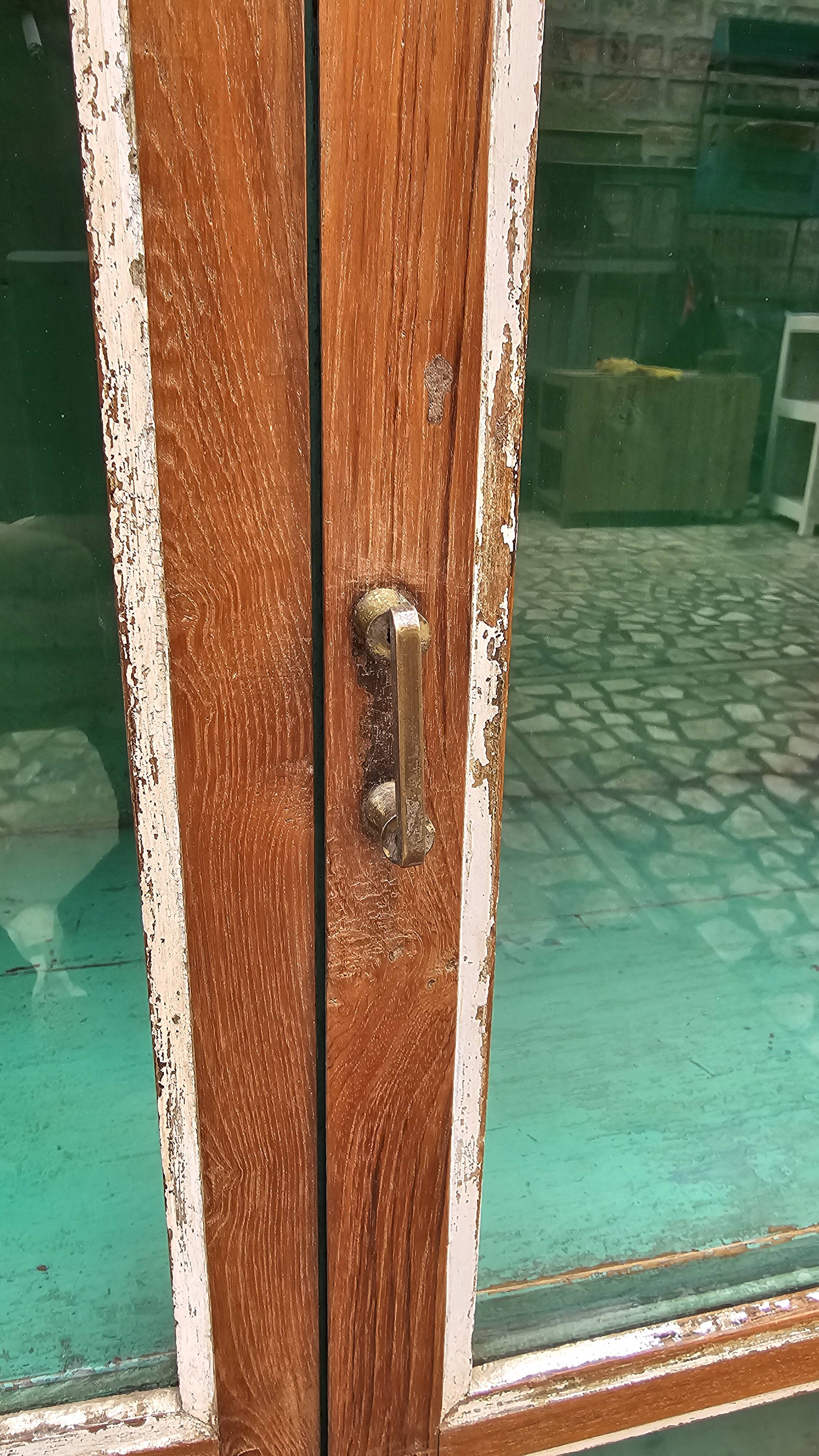 Old Art Deco glazed bookcase in Burmese teak