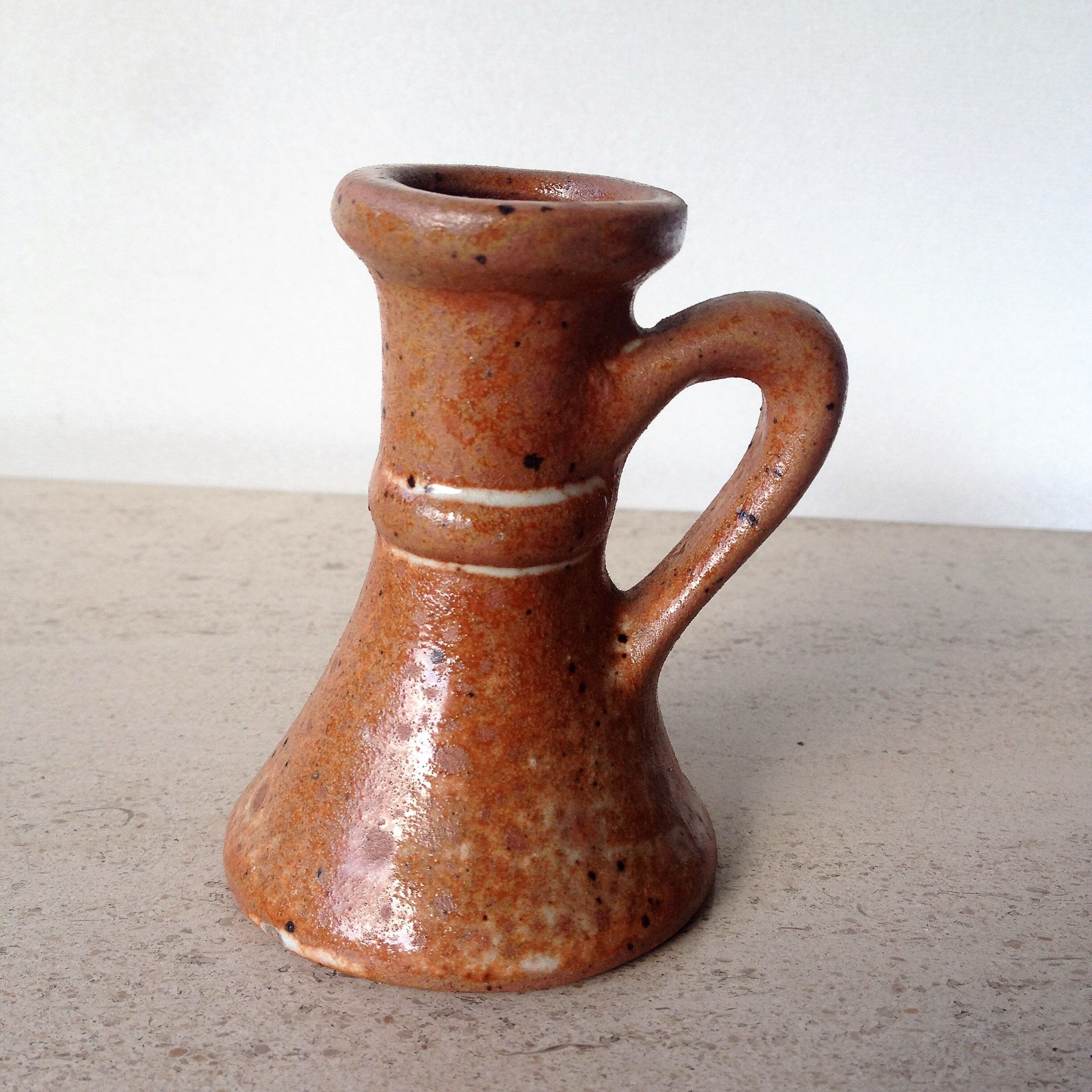 Pair of candlesticks in glazed stoneware