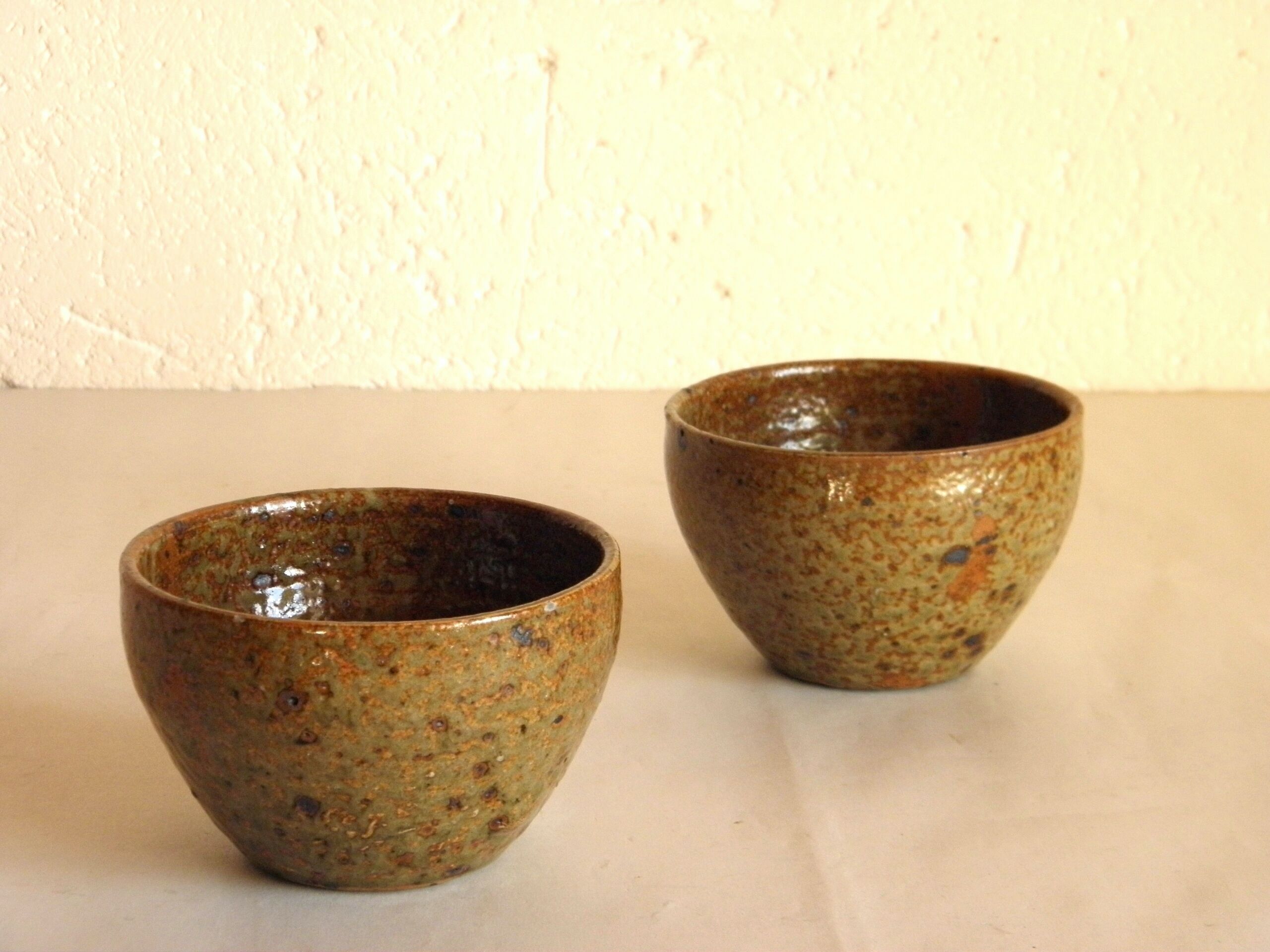 Two 1970 sandstone bowls