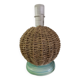 Lamp Larec ceramic and wicker vintage 80