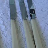 Set 10 old knives stainless blade white handle