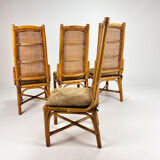 Vintage rattan and cane dining chairs, 1970s