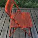 VINTAGE 70S FOLDING CHAIR, RED METAL, PERFORATED TOLE, POP