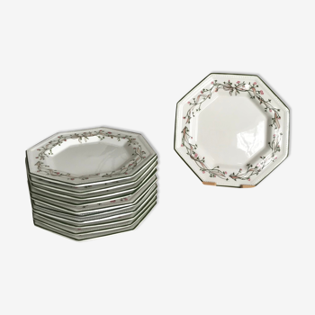 Lot of 11 white English porcelain serving plates Johnson Brothers— Eternal Beau — 15.5 cm