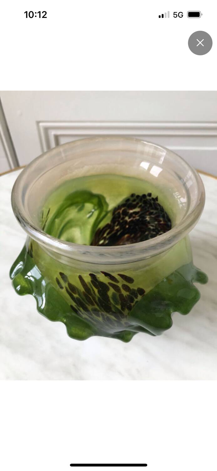 Patrick Lepage blown glass candle holder