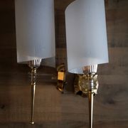Pair of vintage wall light 50s in plexi and perspex gold brass