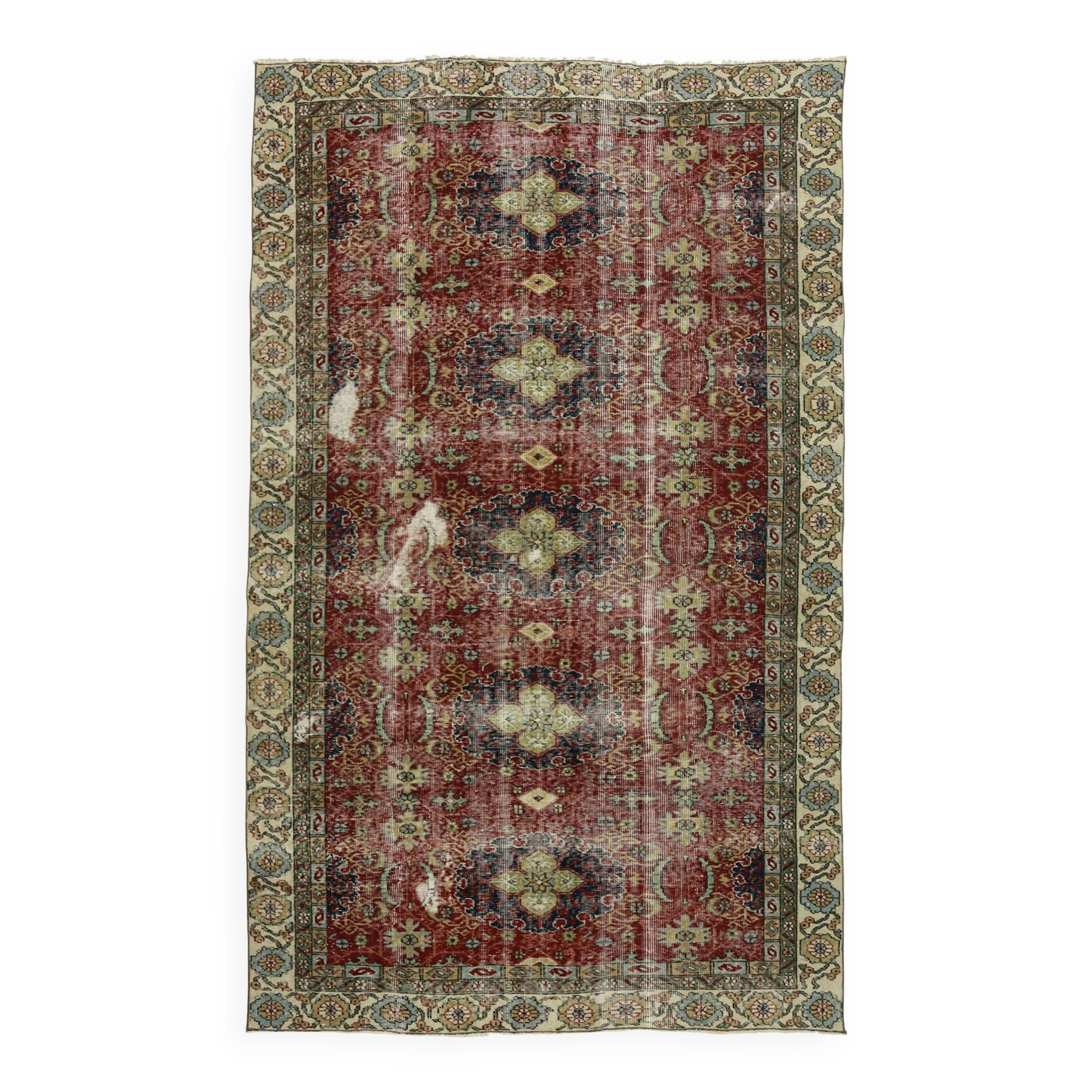 One-of-a-kind turkish handwoven vintage rug - rustic vintage charm 276x 174 cm
