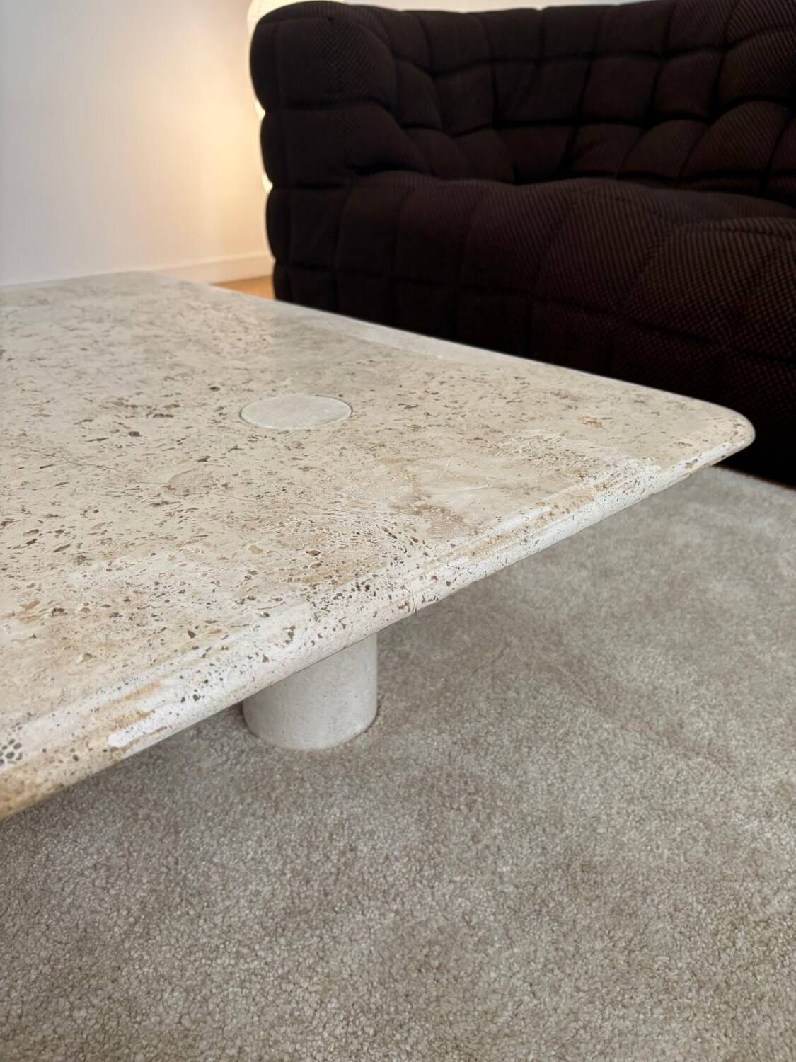 Travertine coffee table, Angelo Mangiarotti, Italy, 1970s