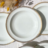 4 assiettes creuses porcelaine blanche doré limoges lafarge & c