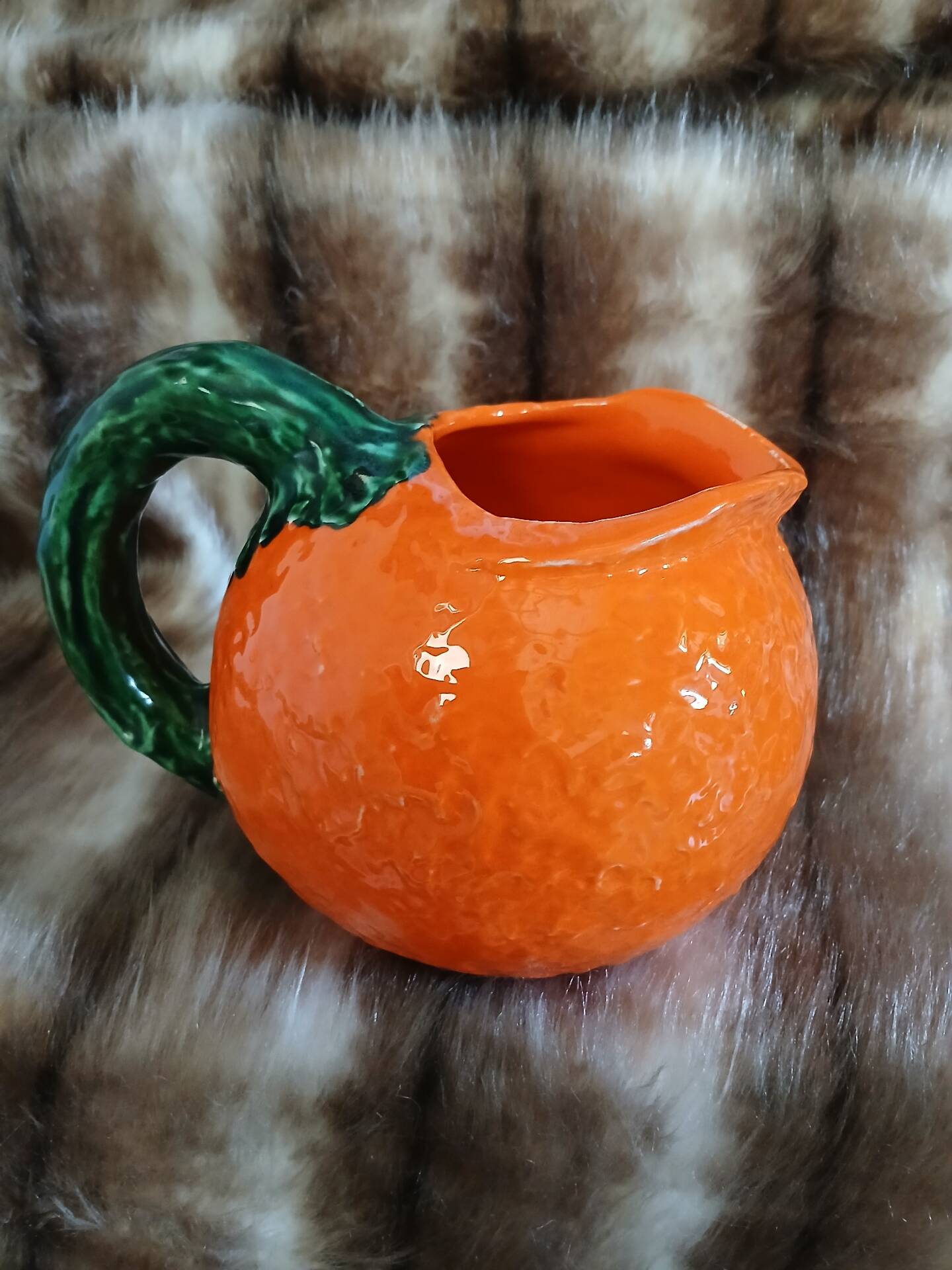 Jug / Carafe in orange barbotine shape
