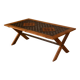 Ancienne table basse de mobilier urbain en chêne et fonte 1950's