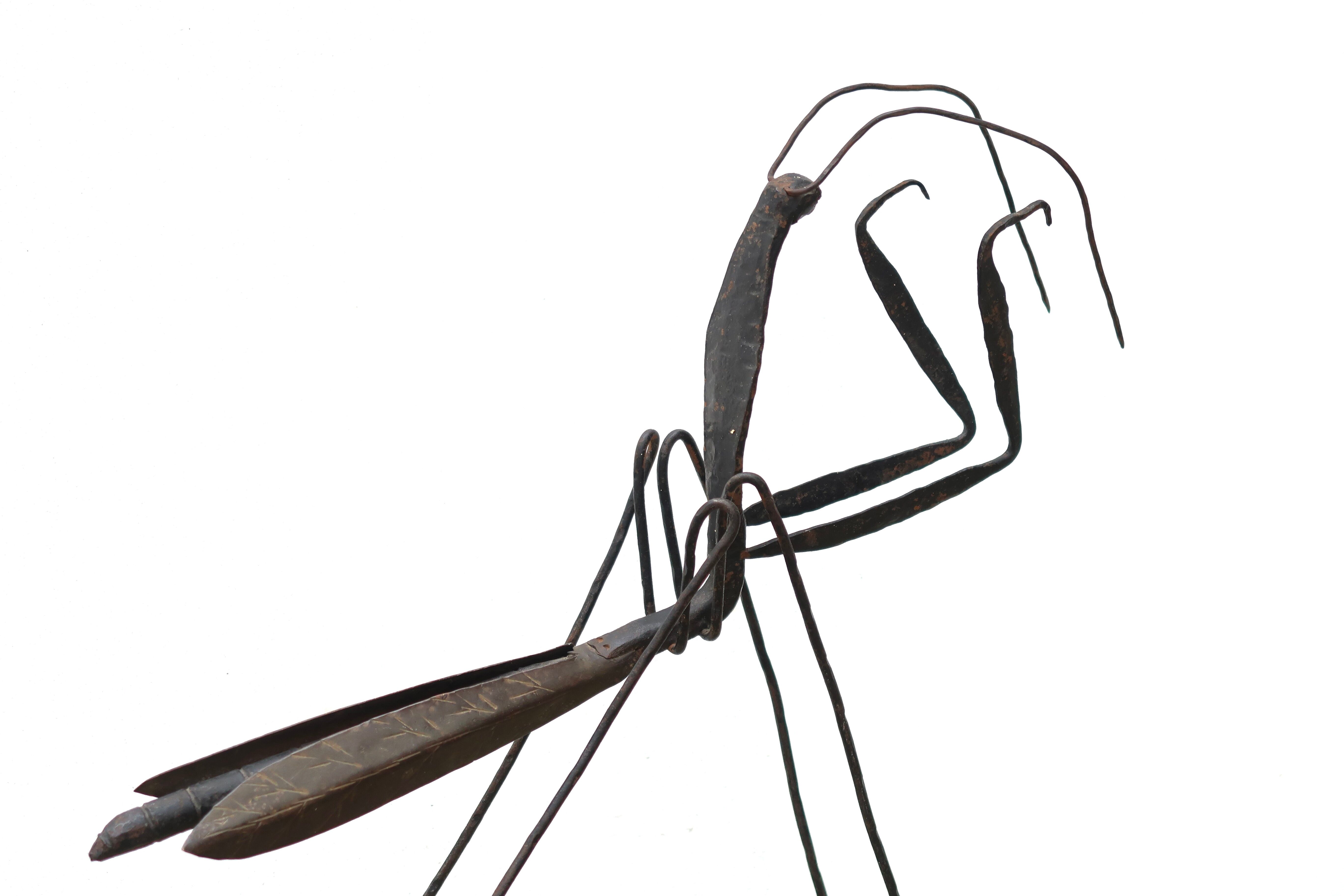 Sculpture of a religious mantis in wrought iron, 50s