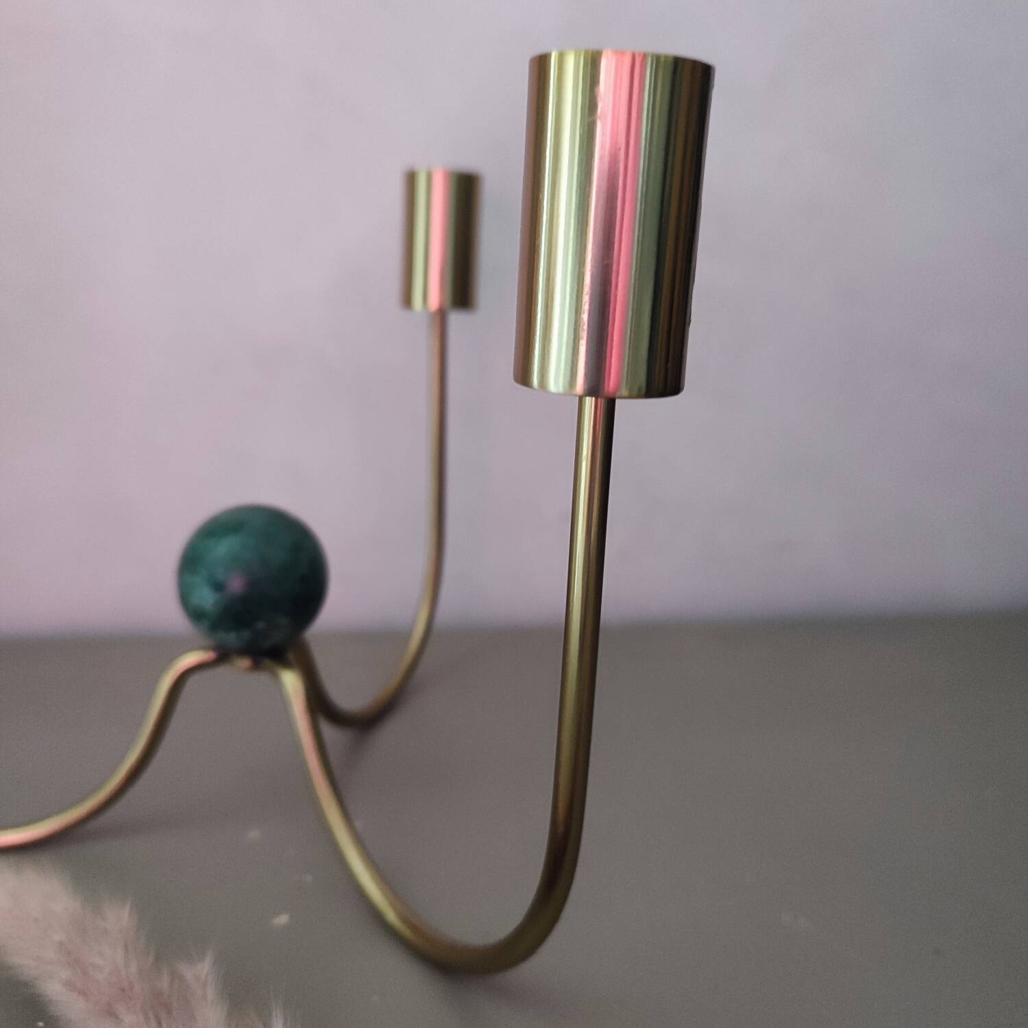 3-branch design candle holder in brass