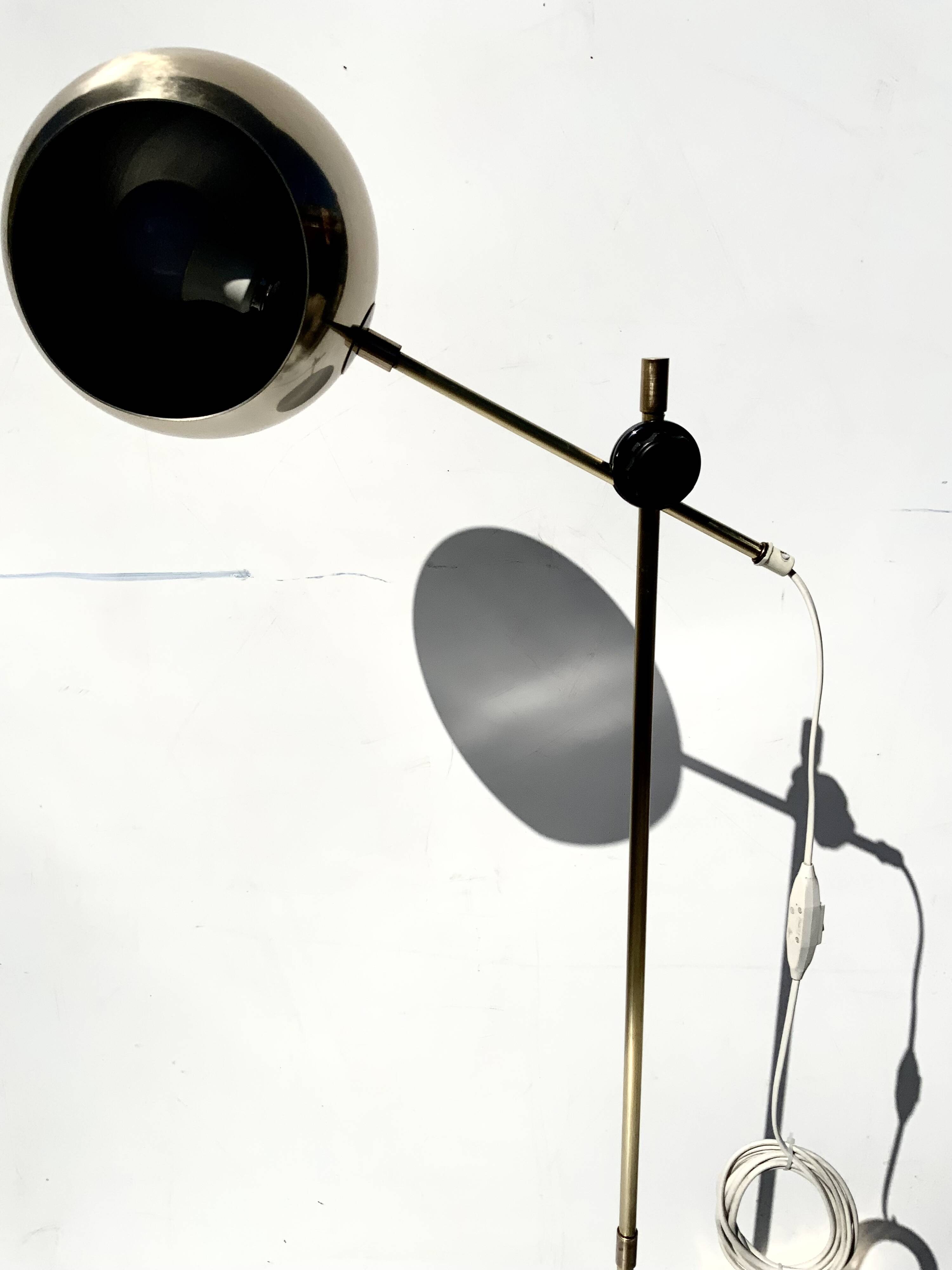 Vintage Brass Floor Lamp Bubble Height-adjustable Spotlight from IKEA 1970s