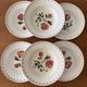 Set of 6 antique deep plates in earthenware • Red rose decoration
