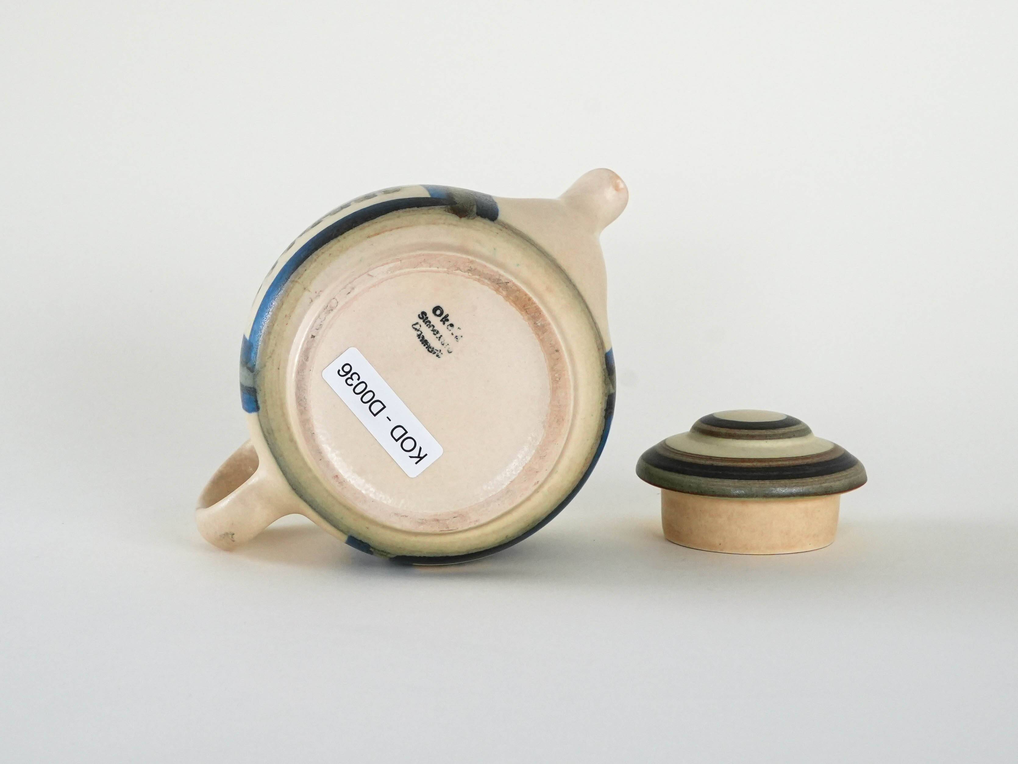 Stoneware teapot, Danish design, 1960s, manufactured by Okela