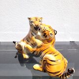 Ceramic tigers signed Ronzan Italy 1960
