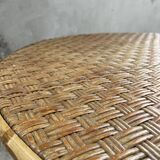 Wicker and metal coffee table from the 1950s