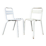 Duo of vintage metal Tolix chairs