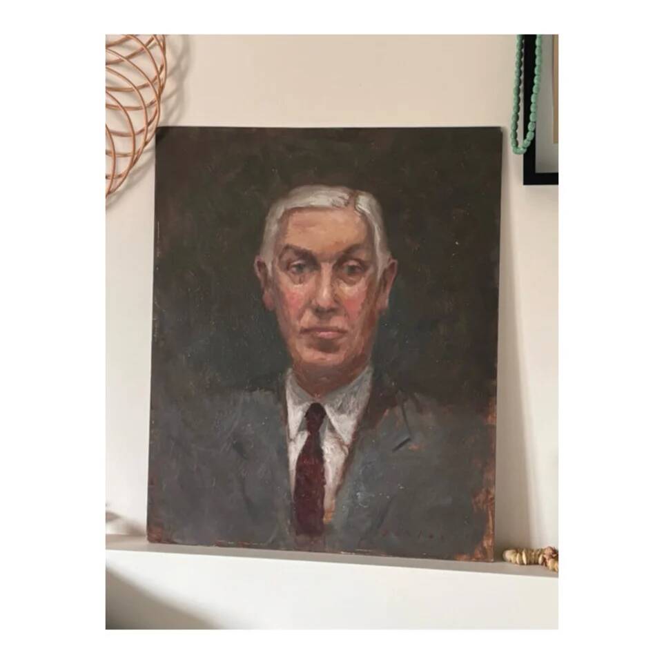 Oil portrait on panel.