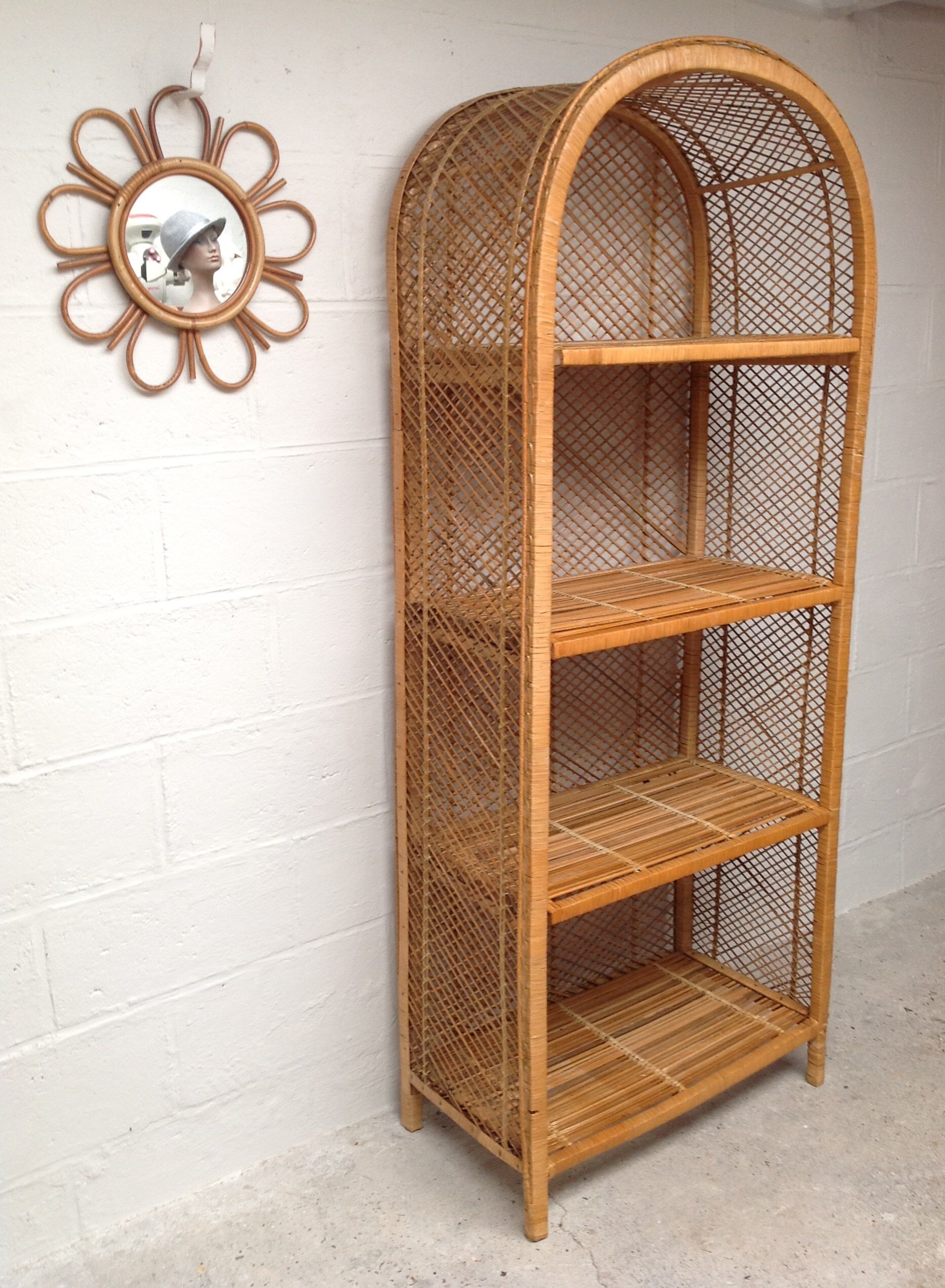 Vintage rattan library, 1970