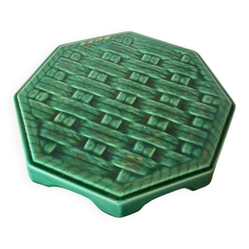 Antique DIGOIN Green Ceramic Trivet France