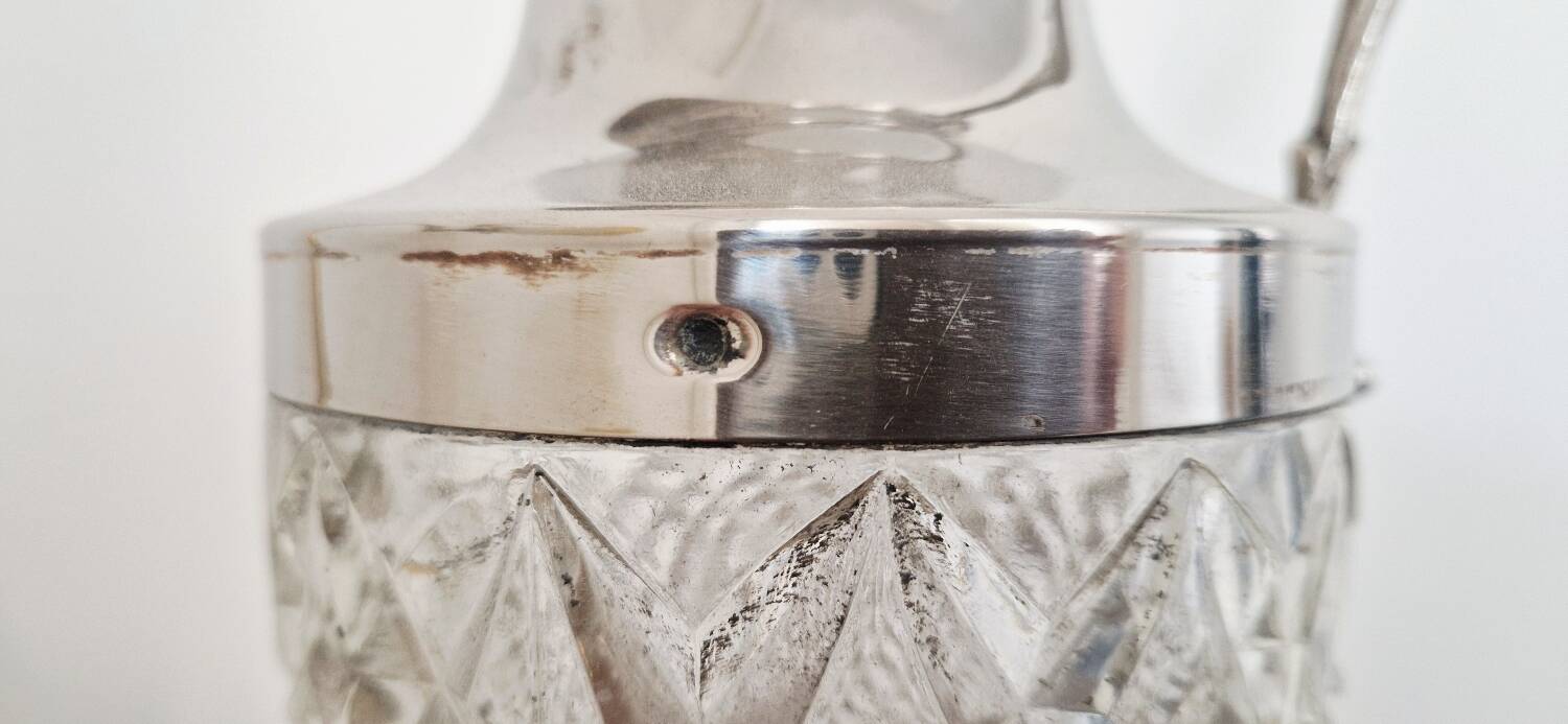 Cut crystal carafe and silver-plated metal – Victorian / Napoleonic III style
