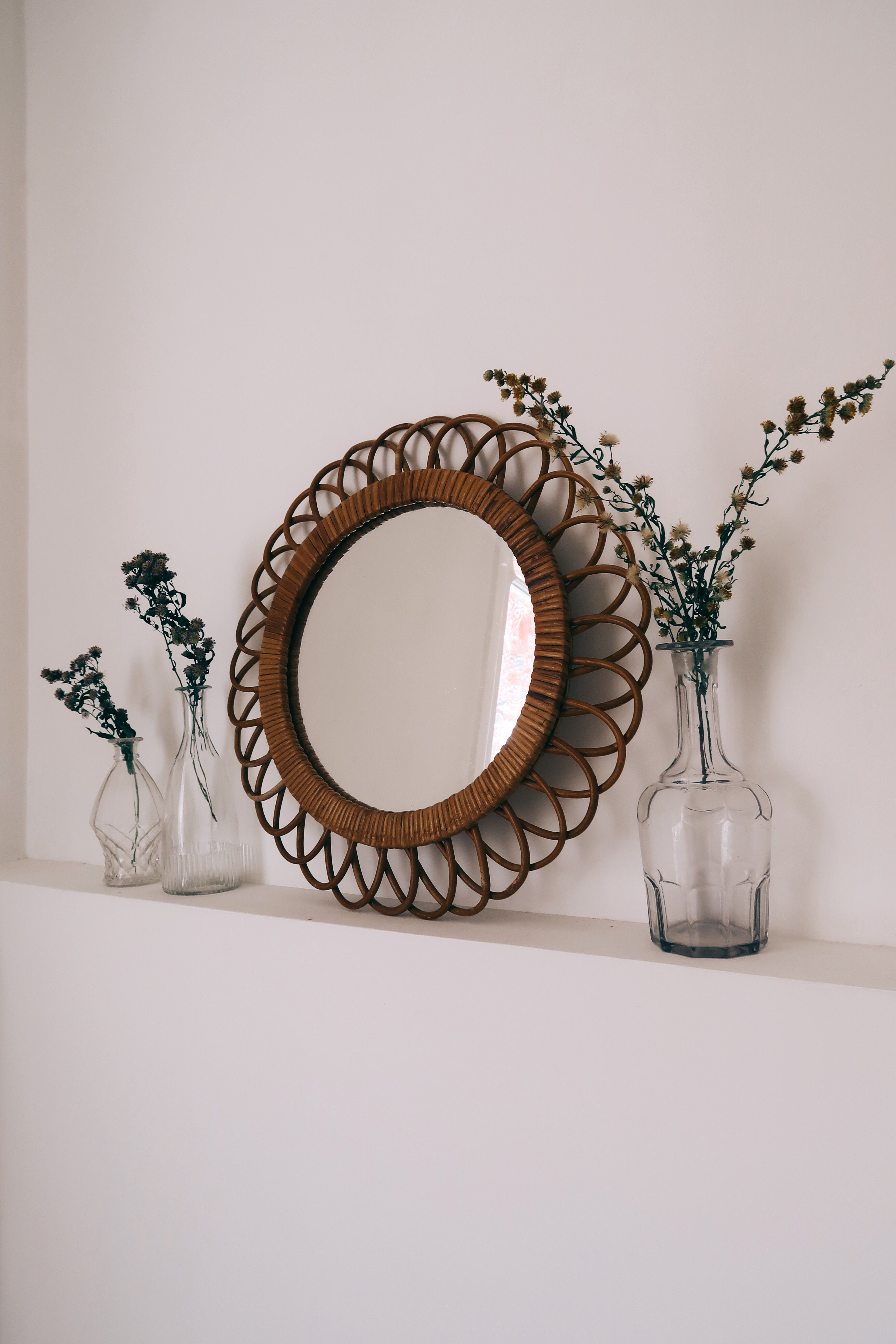 Mirror witch rattan 70s - 46cm