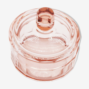 Bonbonnière rose en verre