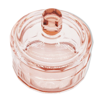 Bonbonnière rose en verre