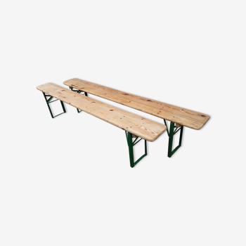 Pair of vintage community folding benches