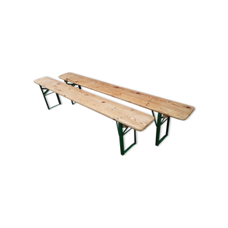 Pair of vintage community folding benches