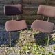Pair of Vintage 1970s Chrome Metal Chairs with Brown Fabric #D