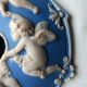 jewelry box or blue porcelain candy box with 4 angels