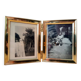 two vintage black and white photographs, framed, children