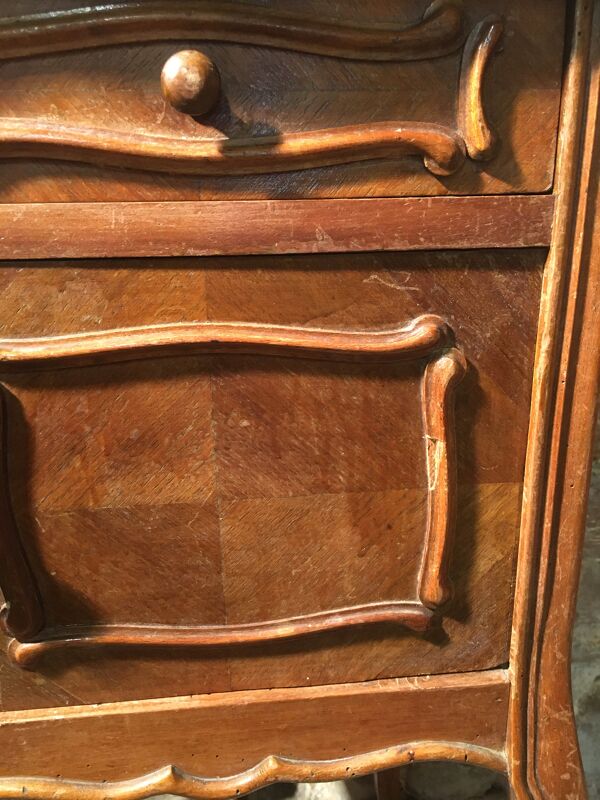 Table chevet noyer et marbre