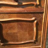 Walnut and marble bedside table