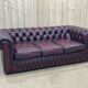 Chesterfield sofa in red leather 3 places from the 70s