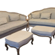 2 high-end Louis XV benches with poufs